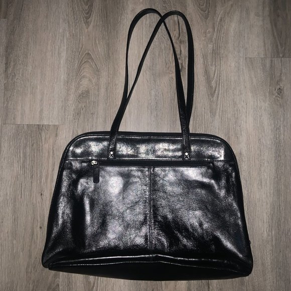 Black Leather Shoulder Bag - Business Tote / Organizer - SwissGear by Wenger - Picture 4 of 13